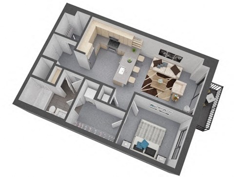 Lowry Floor plan 726 Sq.Ft. at The Whit, Minneapolis, Minnesota